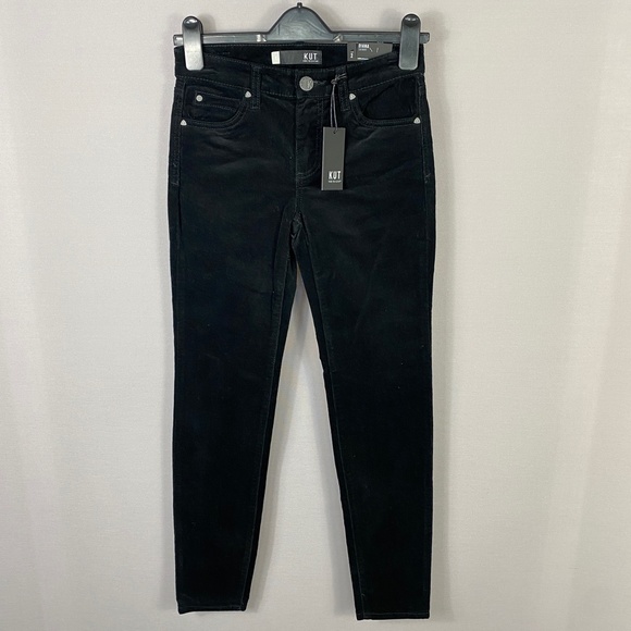KUT FROM THE KLOTH Diana Stretch Corduroy Skinny Pants In Black Jm Size 2 - Picture 2 of 10
